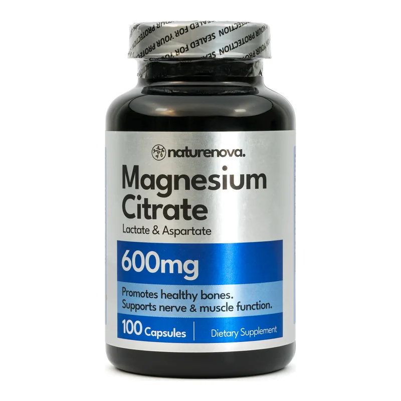 Citrato de Magnesio 600 mg NatureNova, 100 cápsulas