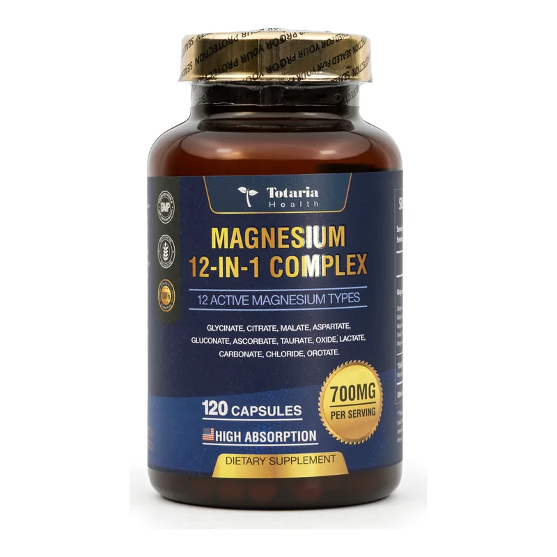 Magnesio 12 en 1 700 mg Totaria, 120 cápsulas