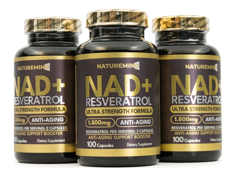Tres frascos de NAD+ Resveratrol 1800 mg NatureMind