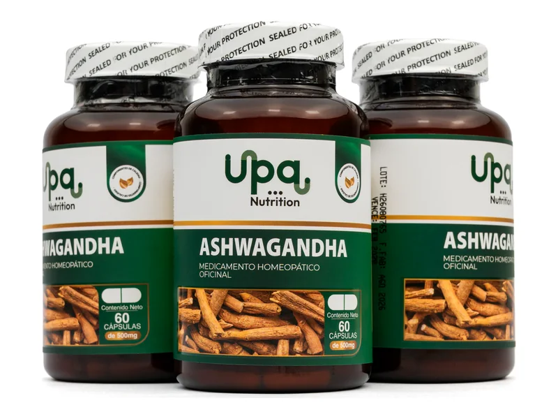Tres frascos de Ashwagandha 6CH 500 mg UPA Nutrition